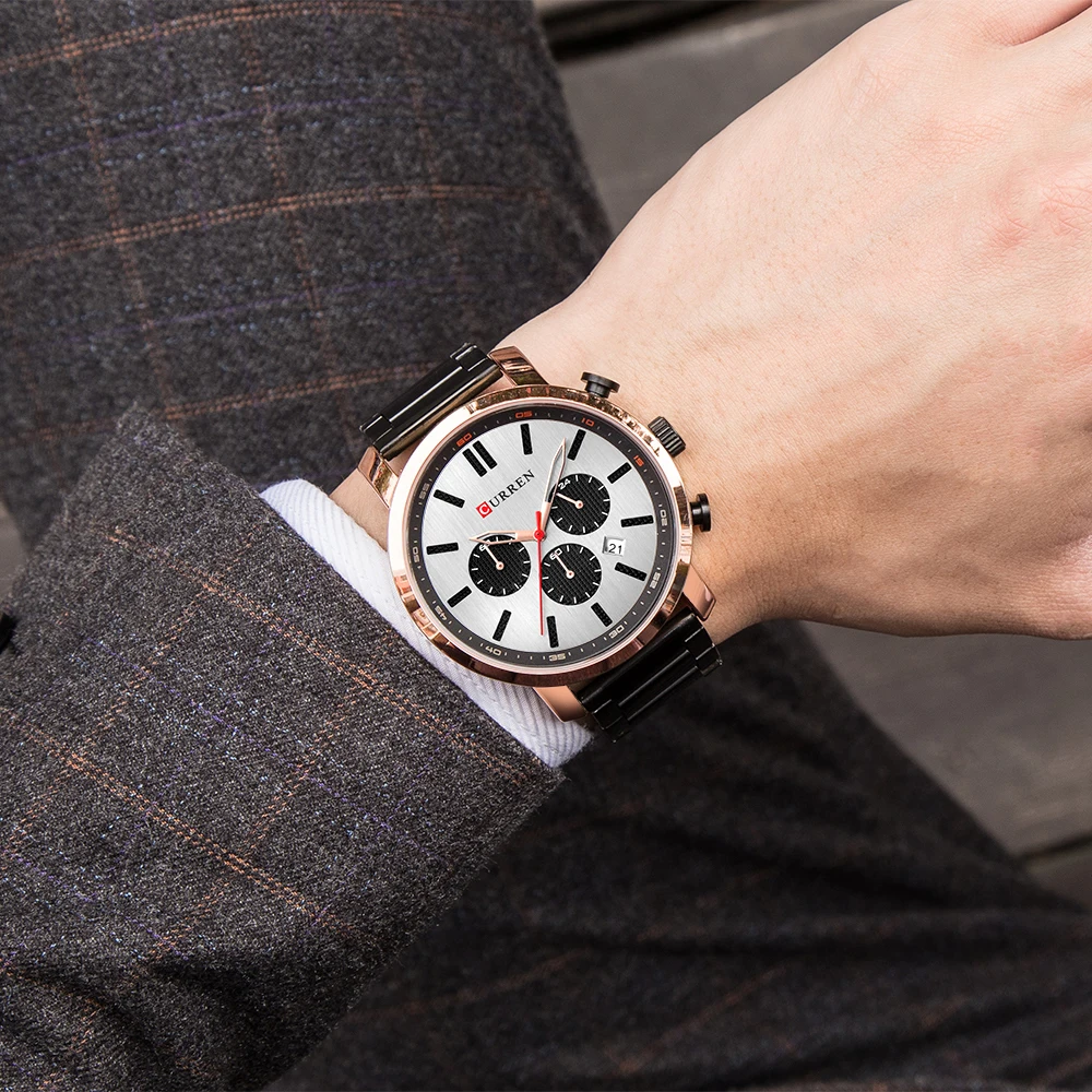 

Luxury Brand Casual Chronograph Wristwatches for Mens Stainless Steel Quartz Watch Male Creative Clock