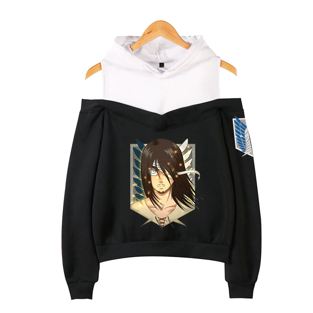 

2021 Attack On Titan Sweatshirt Women Casual Long-Sleeved Off-Shoulder Attack On Titan Hoodies Streetwear For Women Clothes