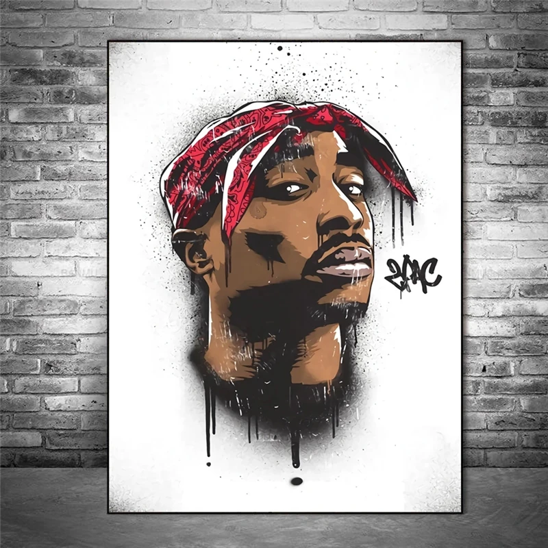 

Portrait of 2PAC Tupac Abstract Canvas Paintings On The Wall Art Posters And Prints Modern Rapper Pictures Wall Decor Cuadros