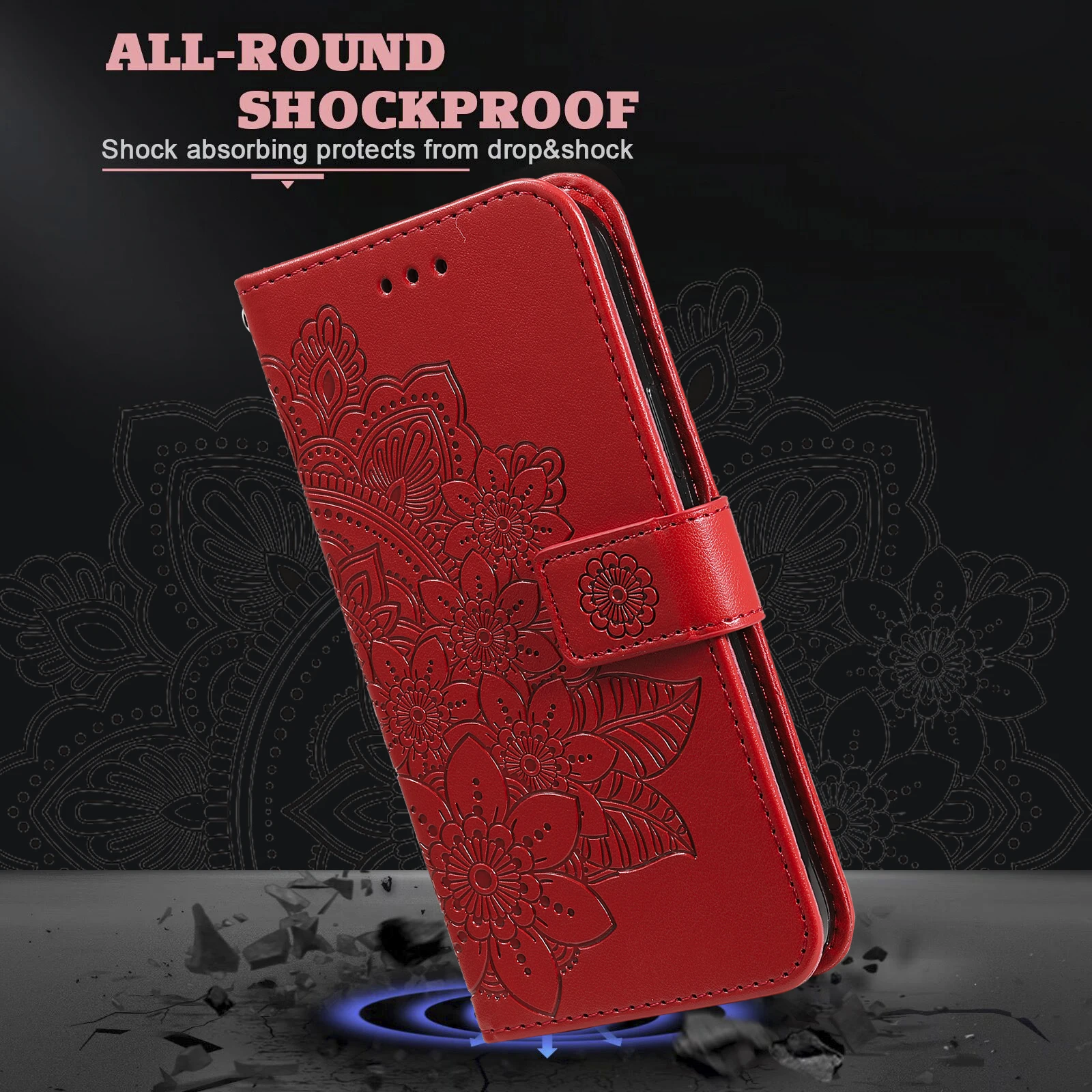 luxury embossed leather flip phone case for infinix hot 10 9 pop 2 tecno spark 6 5 camon 15 note 8 10 wallet card holder cover free global shipping