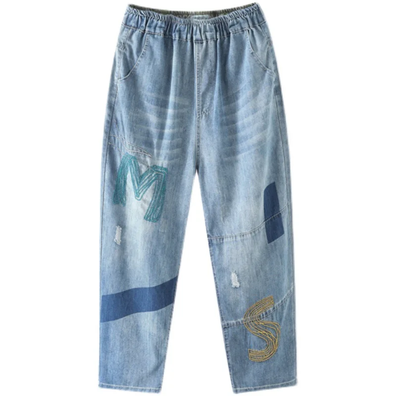 

Max LuLu Spring New Korean Fashion Trousers Womens Embroidery Loose Jeans Ladies Bleached Denim Pants Female Vintage Pantalons