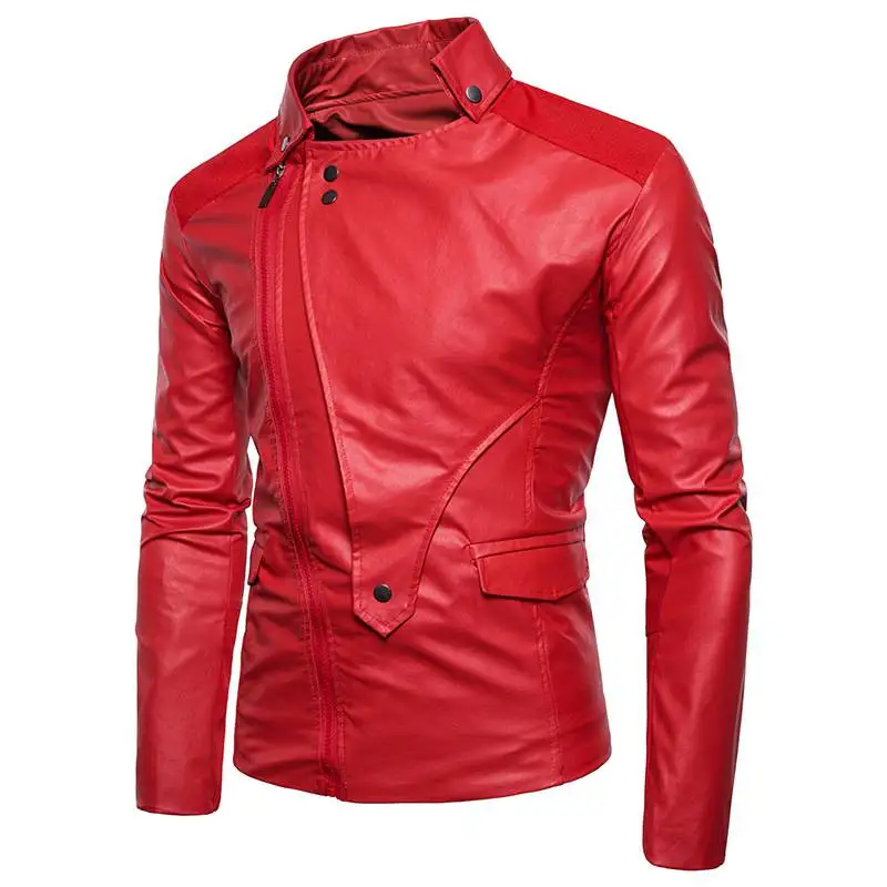 

2021 brand foreign trade European and American men's jacket leather youth stand collar punk men's motorcycle leather