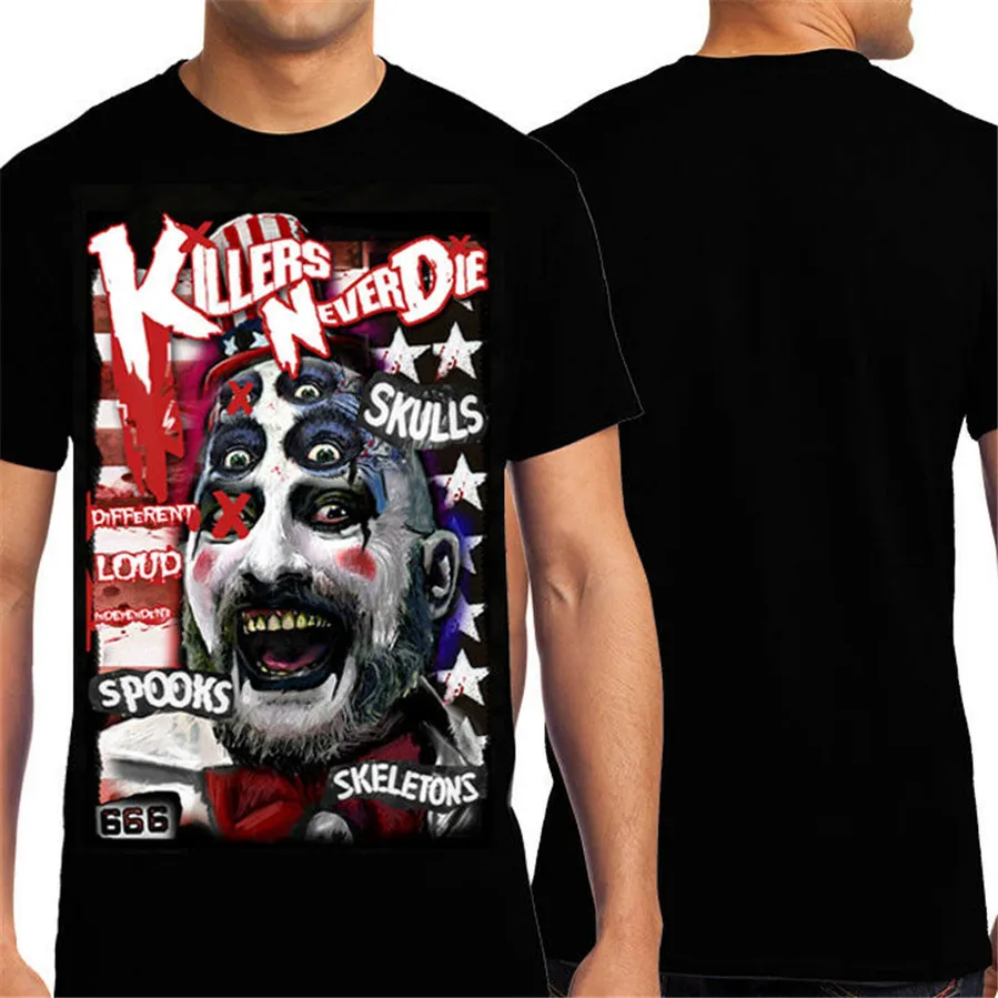 Knd Sideshow Sig Haig Captain spaulding House из 1000 трупов Мужская футболка Черная большая длинная
