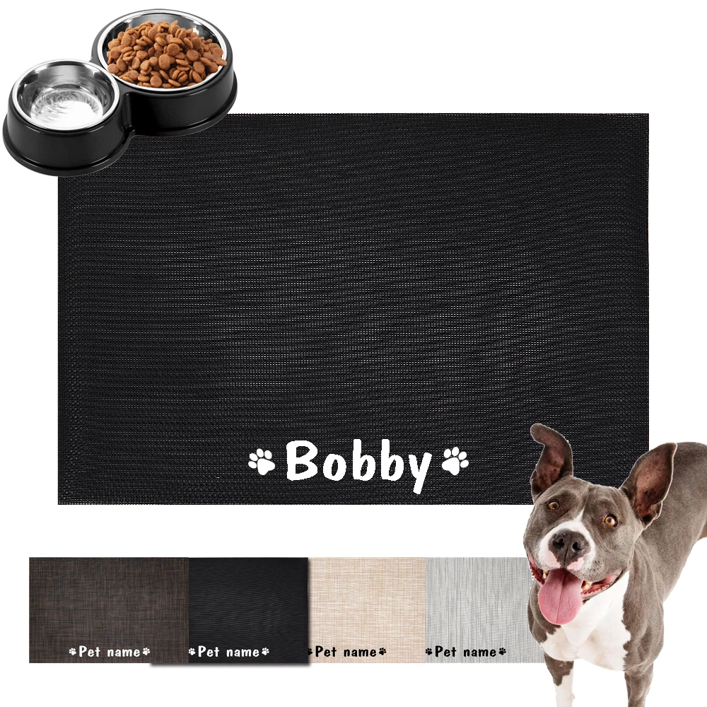 

2021 Personalized Pet Bowl Mat Waterproof Dog and Cat Placemat Custom Name Pet Feeding Mat Easy To Wash Drinking Bowl Dog Sofa