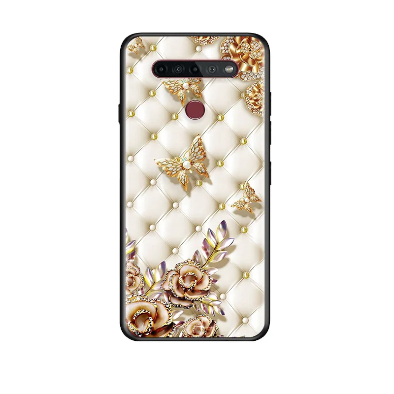 

Luxury Pink Rose Flower For LG G8 V30 V35 V40 V50 V60 Q60 K40S K50S K41S K51S K61 K71 K22 ThinQ 5G Phone Case