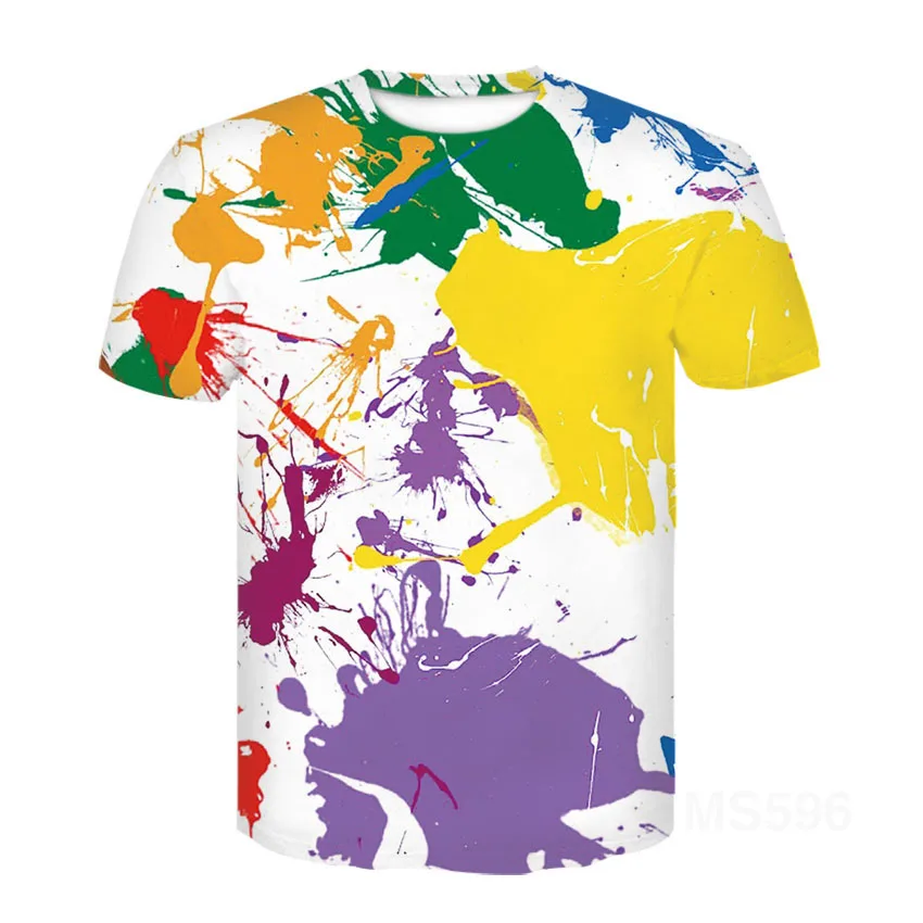 

2021 latest men's irregular i-shirt, color children's T-shirt, women's irregular pattern T-shirt