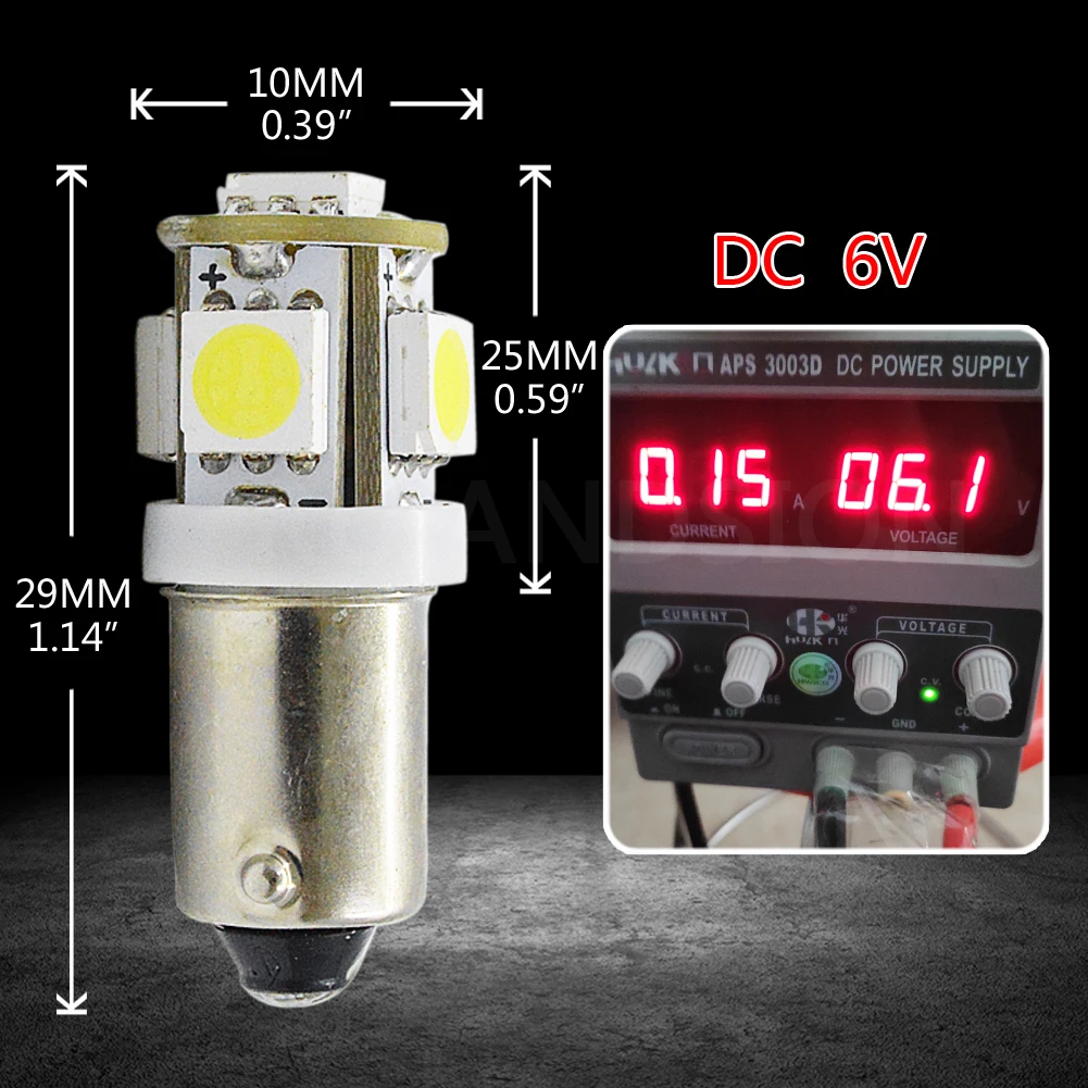 2шт Высокое качество BA9s DC 6v Предупреждение льные огни 1W T4W 5050 5SMD светодиодные