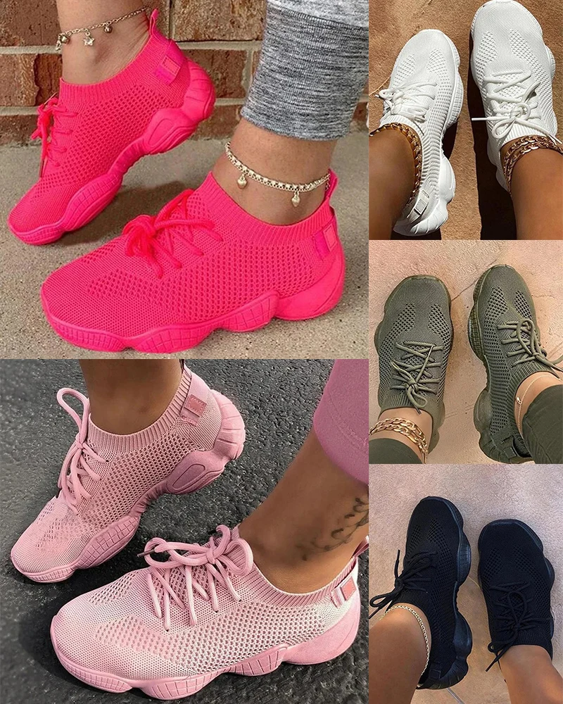 SIKETU/женские кроссовки Обувь для бега на шнуровке Модные трикотажные из сетчатого