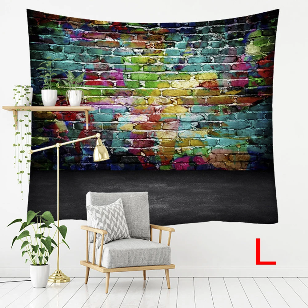 Настенный Гобелен для спальни с 3D принтом из разноцветных каменных кирпичей