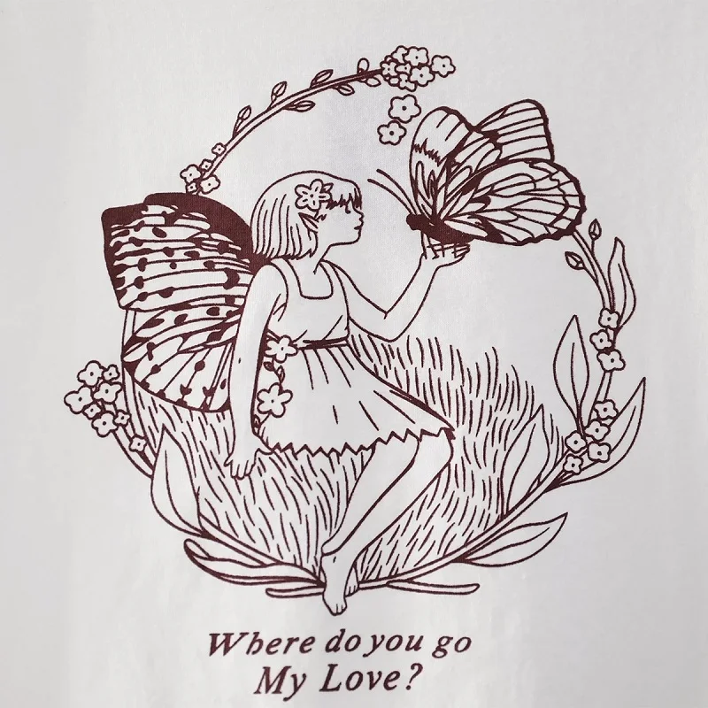 

Butterfly fairy Vintage Tops Women Summer shirt Sleeve Harajuku Y2k crop Top Female Casual Sexy Slim Short TShirt street clothes