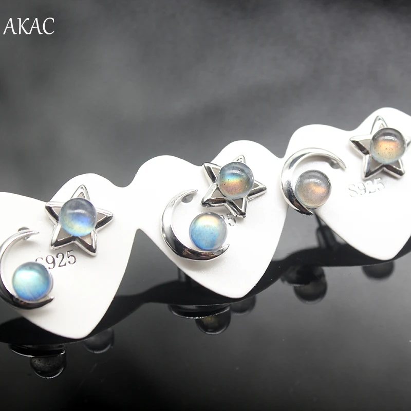 3 пары/компл. AKAC серьги из натурального Лабрадорита в форме звезды женские