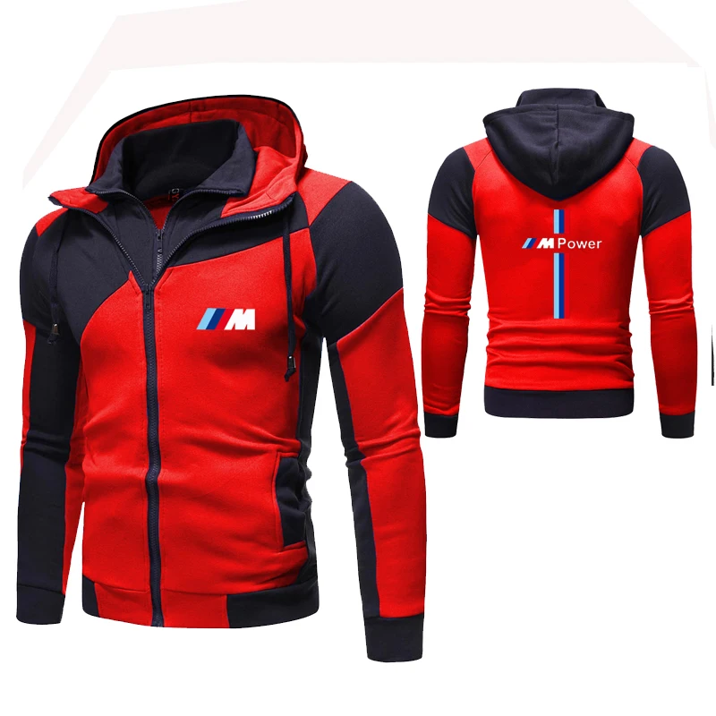 

Men Jacket Spring Autumn Sports Hooded Hoodies Outdoor Casual Harajuku BMW Zipper Cotton Motorcycle Sweatshirts Male Clothing