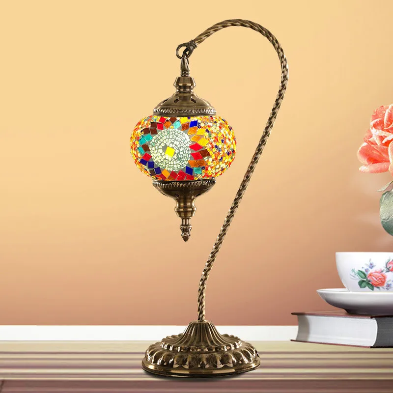 

Creative romantic bedroom bedside lamp retro living room bar handmade color glass table lamp WF920455