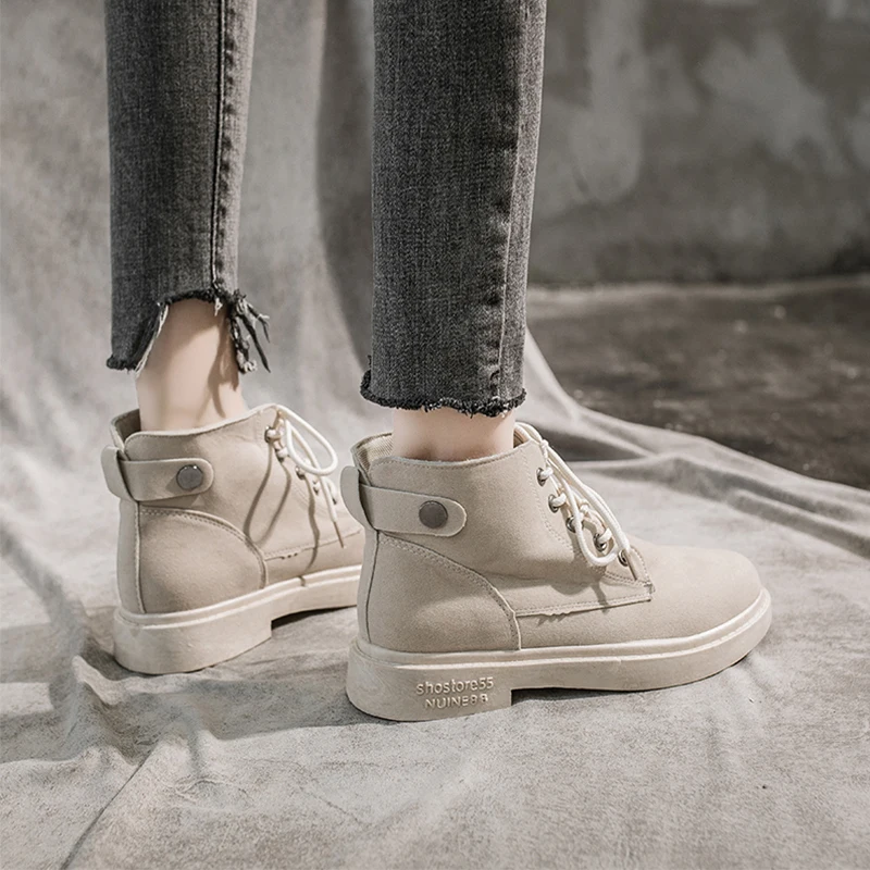 

Women Combat Boots 2021 Fashion Casual Beige Khaki Ankle Boots Lace Up Punk Gothic Platform Shoes Women Black Motorcycle Boots