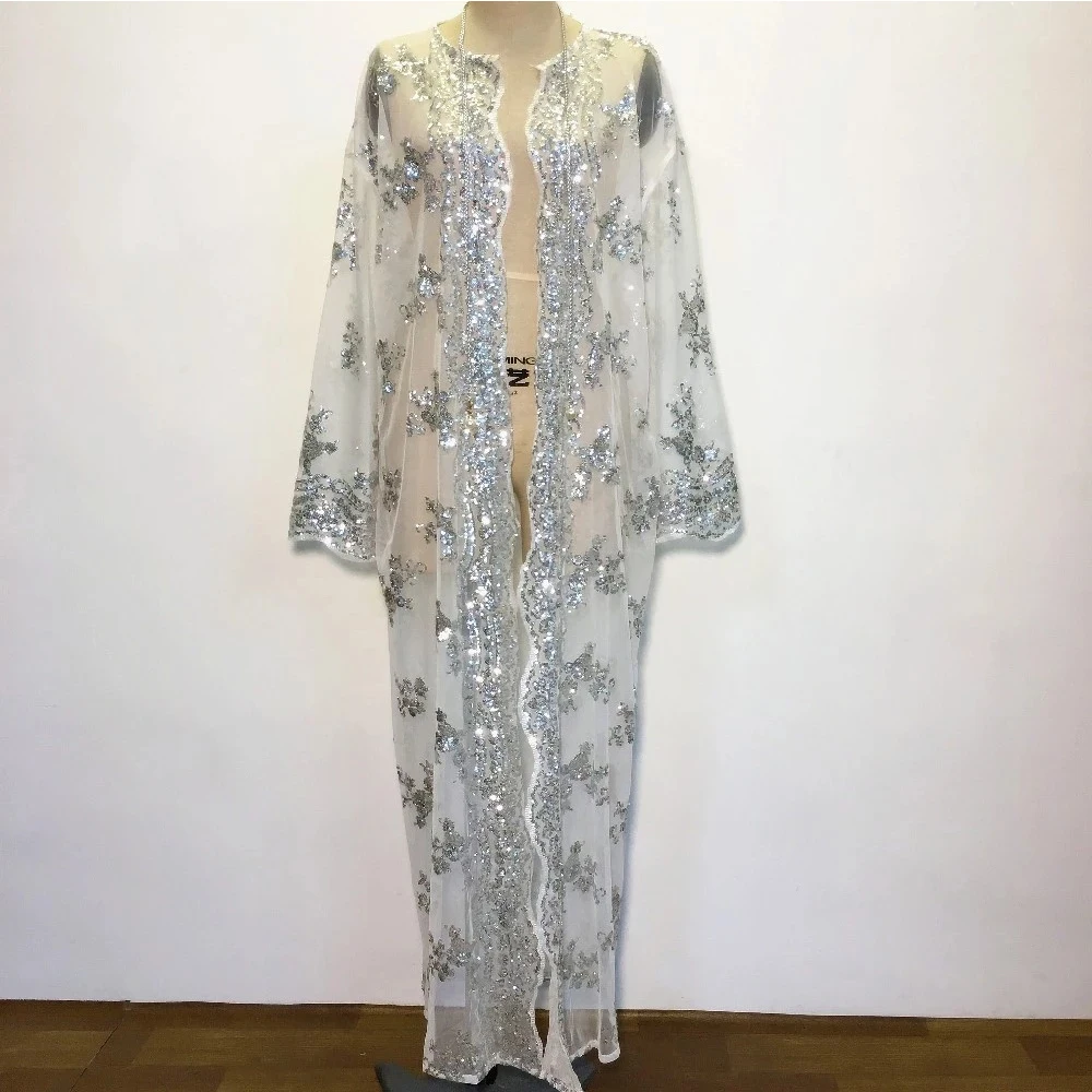 

New Design Mujer Sexy Dubai Abaya Muslim Women Embroidery Chiffon Mesh Cardigan Turkish Robe Kimono Roupas Feminina Clothes