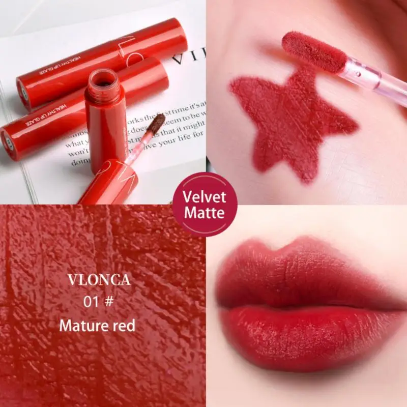 

6 Colors Liquid Lipstick Set Matte Velvet Lip Gloss Milk Tea Bean Paste Lip Glaze Moisturize Long Lasting Lip Tint Cosmetic