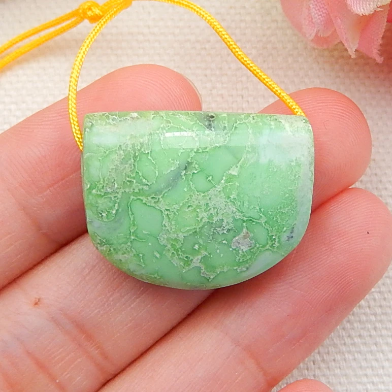 

New Arrival Natural Green Turquoise Drilled Pendant Bead 19x24x8mm,5.4g