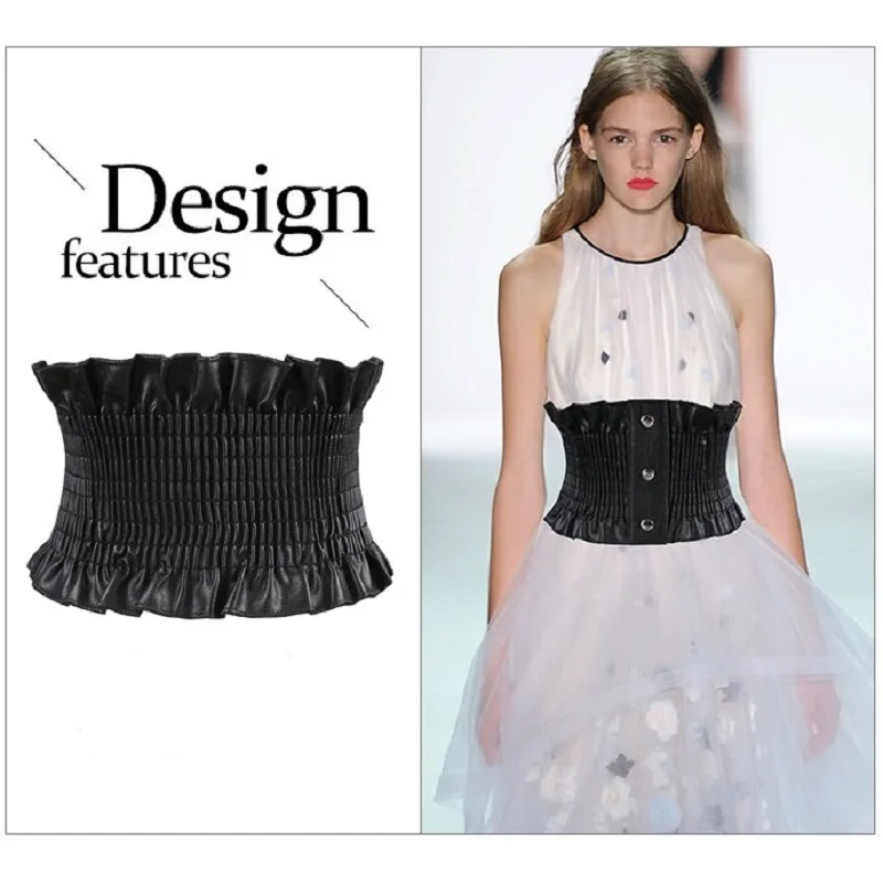 

Autumn PU Dress Belt For Women Super Wide Elastic Belt Corset For Women High Waist Belt Corset Girdle Cinto Feminino