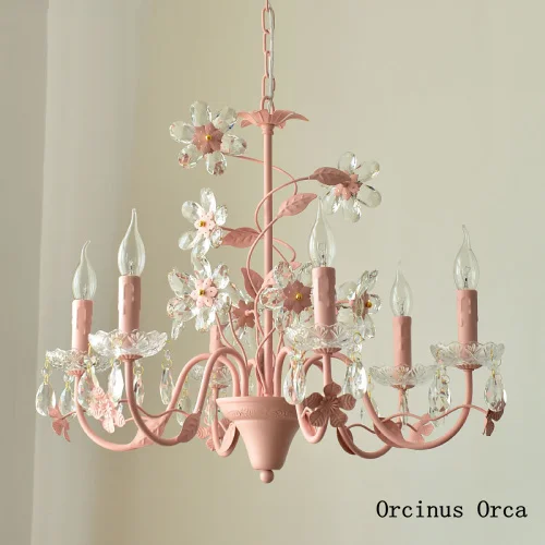 Европейский стиль креативный Розовый Хрустальный цветок люстра гостиная