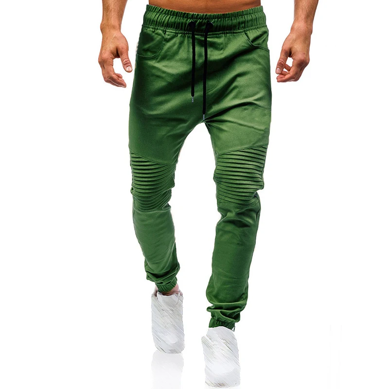 2019 Fashion Sports Trousers men Pants Casual Harlan Large Size Solid Color Lacing trousers pockets |