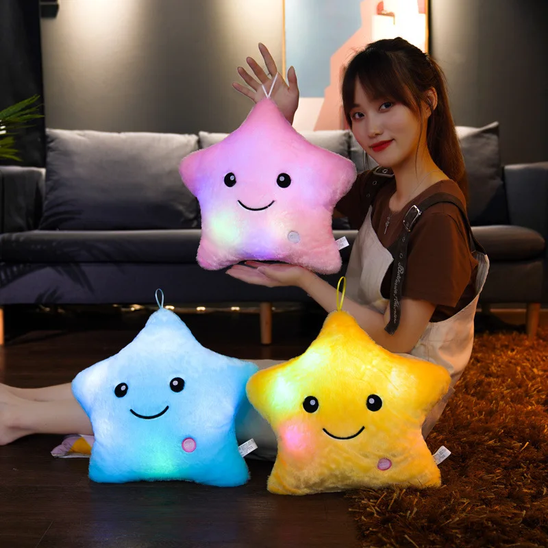 

Luminous Five-pointed Star Pillow Multi-color Comfortable Stuffed Plush Toys Baby Boys Girl Presents Room Decoration Ornaments