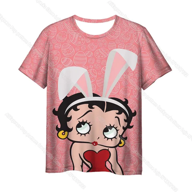 

Summer Adult Betty BOOP 3D T Shirts Women Kawaii Cartoon Tshirts Female Short Sleeves T-shirts Unisex Streetwear Tees Camiseta