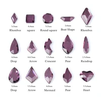 30100pcs mixed shape purple different design nail rhinestones flat bottomr glass stones for 3d nail art decoration