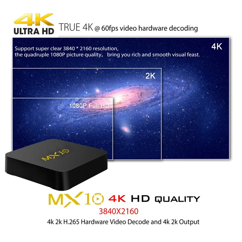 Приставка Смарт ТВ MX10 RK3318 OS 9 0 дюйма 4 + 32/64 ГБ 4K|ТВ-приставки и медиаплееры| |