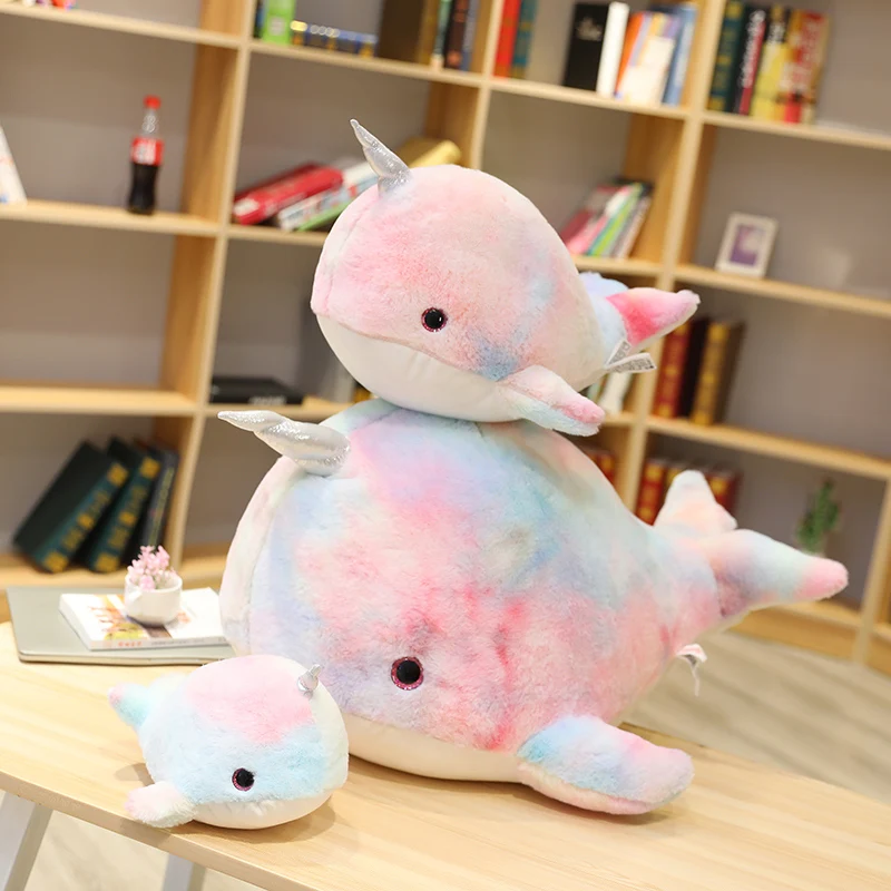 

Colorful Narwhal Plush Toy Cute Stuffed Sea Animal Narwhal Plush Pillow Cushion Kids Toys Hlome Decor Gift for Children