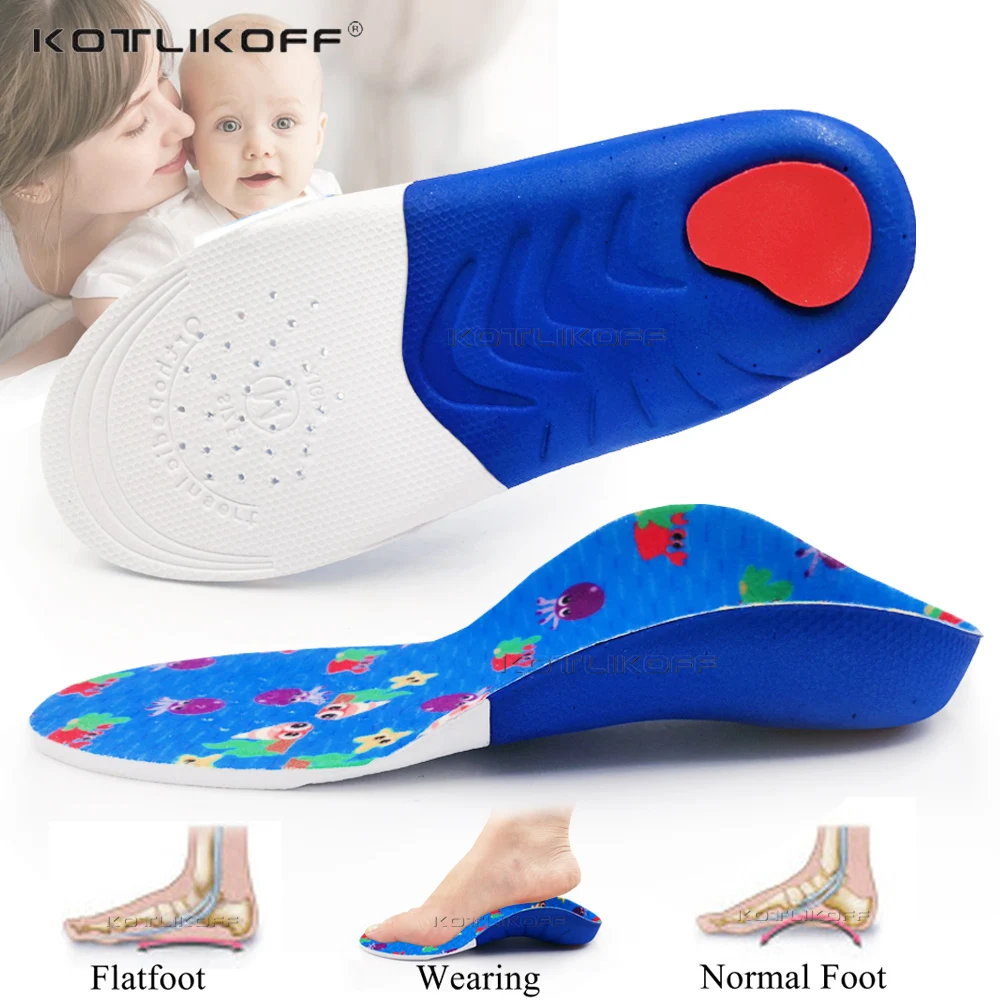 

KOTLIKOFF Kids Children Flat Feet Insoles Arch Support 4cm Orthotic Orthopedic Shoe Inserts for X/O Legs Shoe Heel Fixed Pads