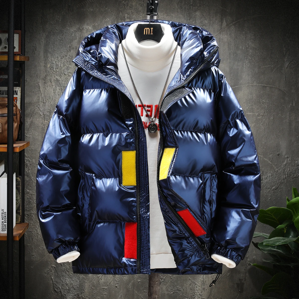 Winter Men's Jackets Cotton Padded Coats Men Metallic Shiny Warm Thick Parkas Down Hooded Coats Casual Outdwear Thermal Jackets