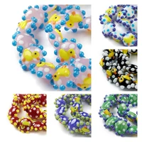 20pcs bumpy flower duck patterns pink handmade lampwork beads for jewelry making diy bracelet necklace handmade beads