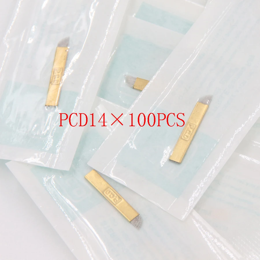 100 шт. PCD Lamina микроблейдинг Tebori 14 Pin жесткие Лезвия Перманентный макияж тату иглы