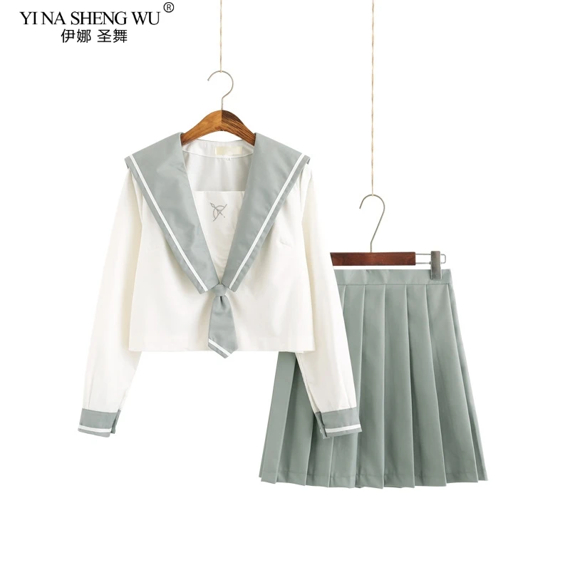 Японская школьная форма JK Топ с длинным рукавом плиссированная юбка аниме