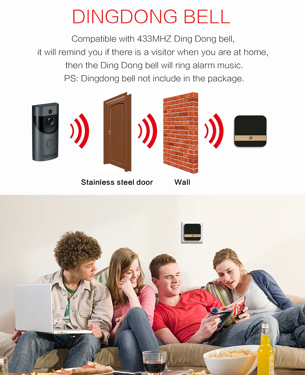 

New Waterproof IR Night Vision Function Security Camera Bell Full Video Doorbell Wireless Smart Remote Video Doorbell for Phone