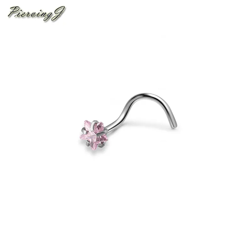 PiercingJ нержавеющая сталь 20Ga нос шпильки с 3 мм кубического циркония звезды модные