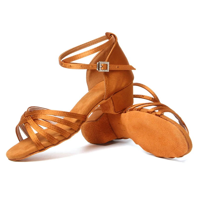 SWDZM Children Latin Dance Shoes Women Girl Ballroom Ladies Dance Shoes Children/child/kids Soft Bottom Low Heel Salsa Sandals