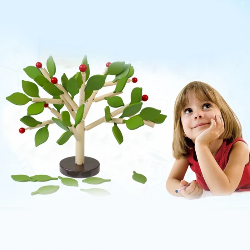 

Геометрические сенсорные блоки, портативные деревянные блоки с вставками листьев, настольная игра, креативный подарок для детей