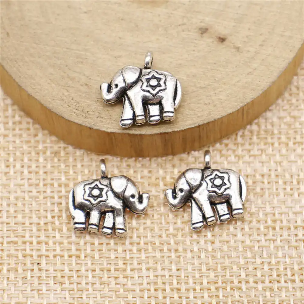 

Jewelery Pendants Making Charms For Jewelry 8pcs Elephant Charms 15x14mm Antique Silver Plated