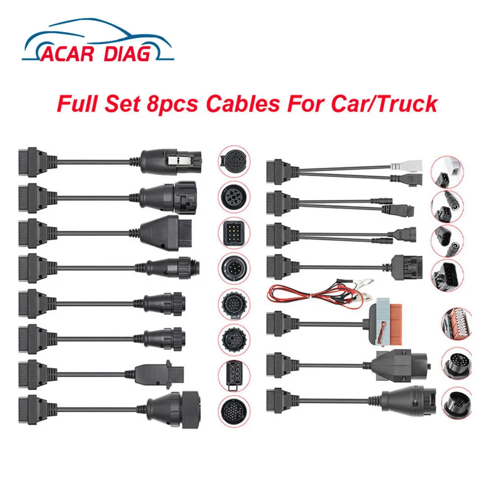 Лучший полный набор 8 кабелей для грузовиков и автомобилей Automotivo для сканирования/диагностики сканера OBD2 для Scania/BMW.