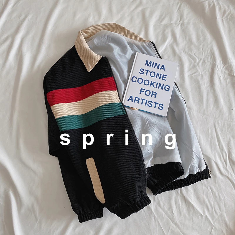 Вельветовая куртка мужская мода контрастные цвета повседневные куртки Мужская