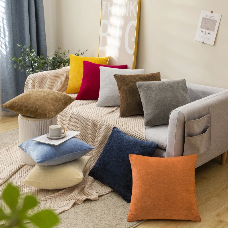 

Роскошный однотонный чехол для дивана в скандинавском стиле, легкая Подушка для спальни, автомобиля, уютного дома, для йоги, простая однотон...