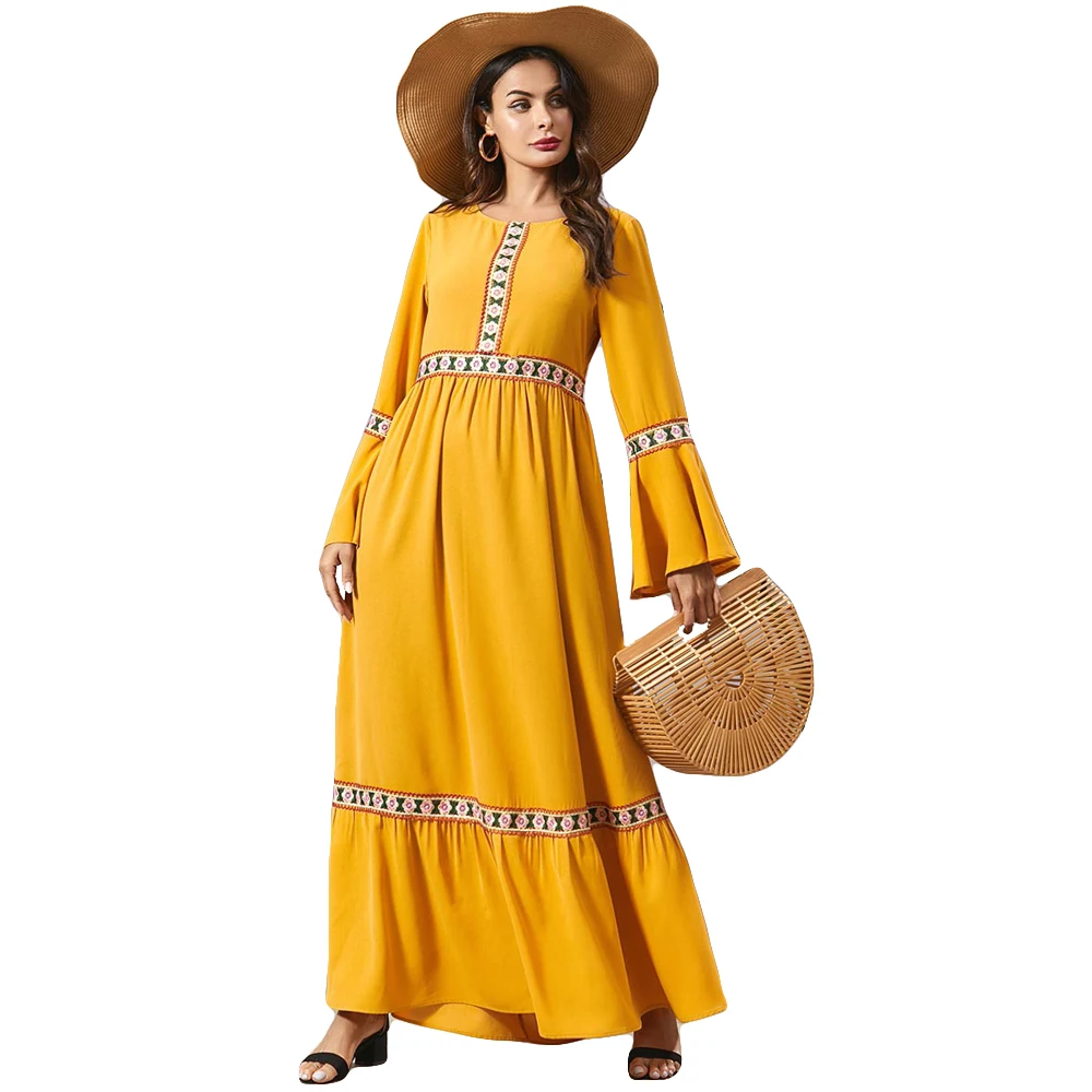 Модное женское мусульманское длинное платье абайя Кафтан Вечерние й вечернее