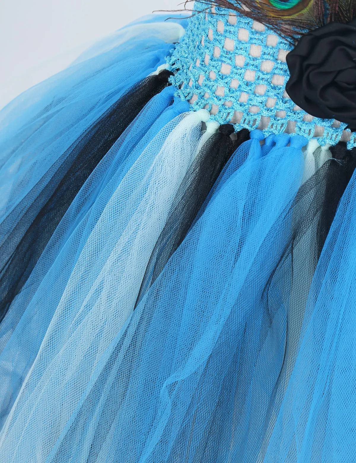 Детское Сетчатое милое платье-пачка без рукавов с павлиньими перьями и 3D