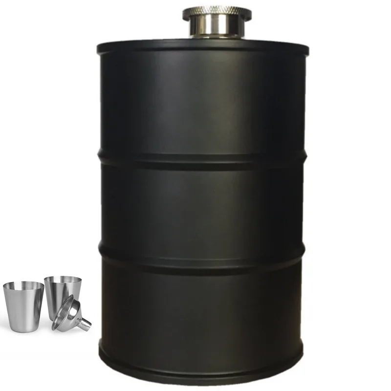 25oz black set LPPUNK, новинка, 25 унций, бутылка для воды, водки, чашки для масла, бочки для виски, воронка, металлическая бутыль нержавеющая сталь, 304, спирт, ликер, фляга, набор - Цвет: 25oz black set