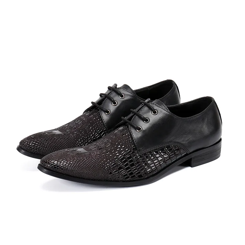 

Crocodile Pattern Leather Mens Oxfords Lace Up Black Classic Shoes Pointed Toe Men Dress Shoes Plus Size 47 Italian Shoe On Sale