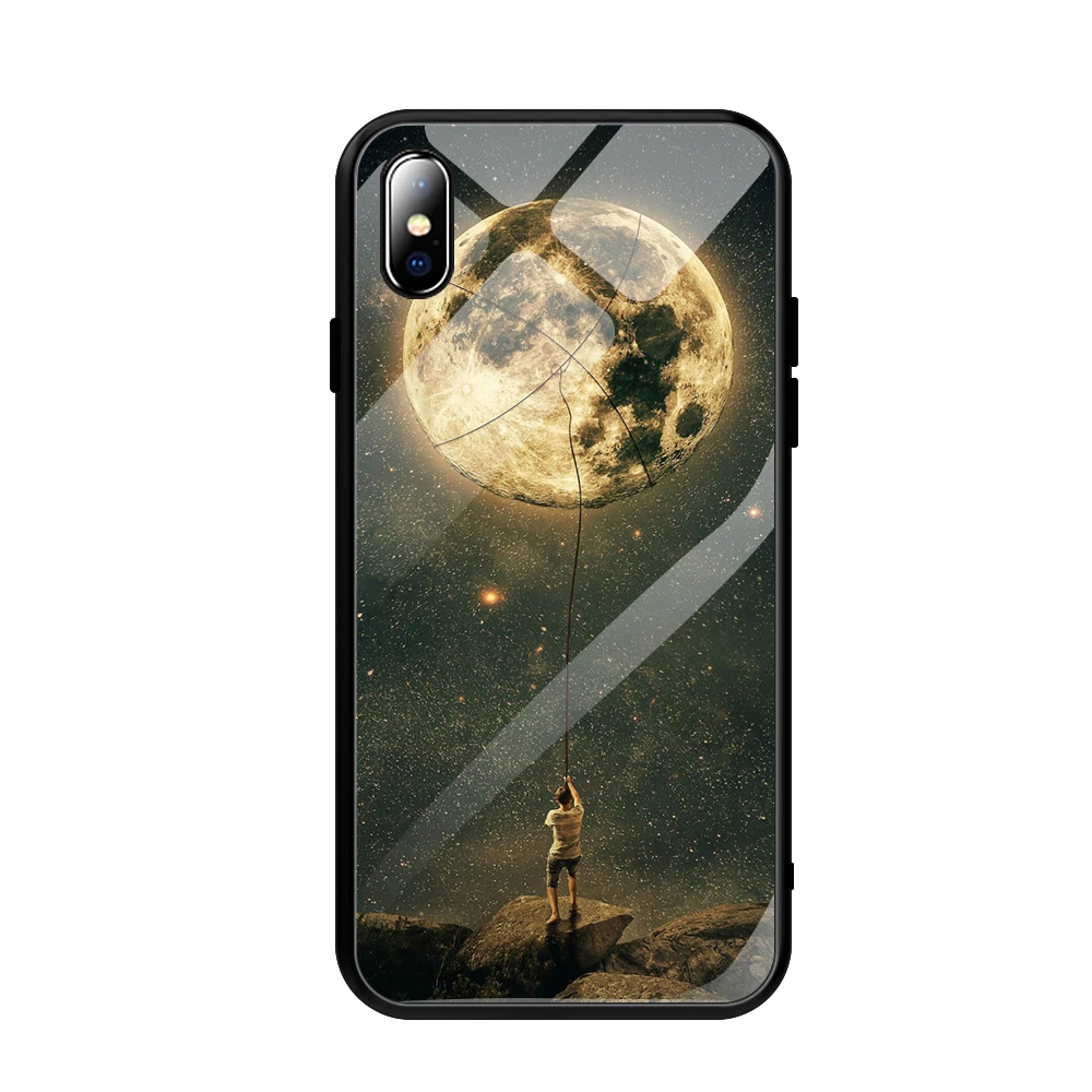 12 Стеклянный чехол для iPhone XS Max XR X 8 11 Pro Max, силиконовый тонкий чехол, закаленное стекло, звездное небо, для iPhone 8, 7 Plus, 6, 6 S, 8 Plus, 11 Pro - Цвет: 12