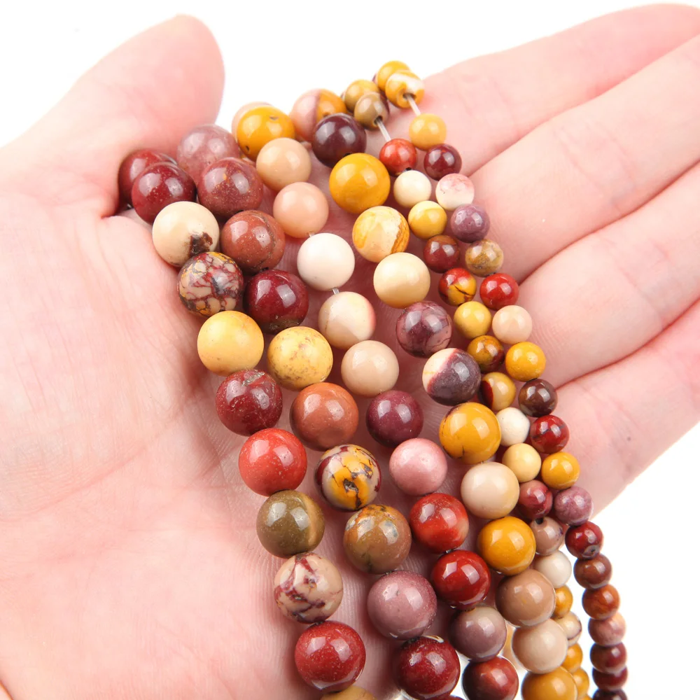 

15'' Natural Yolk Stone Beads Loose Round Beads Charms for Jewelry Making Necklace Findings DIY Handmade Bracelet Bulk Wholesale