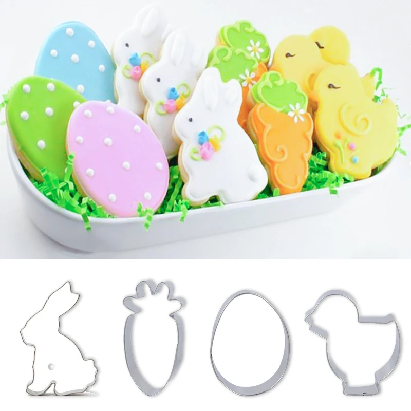 

Easter Kitchen Deco Cookie Cutter Tools Easter Eggs Rabbit Chick Carrot Shaped Biscuit Mold Easter Home Baking Cake Decorating