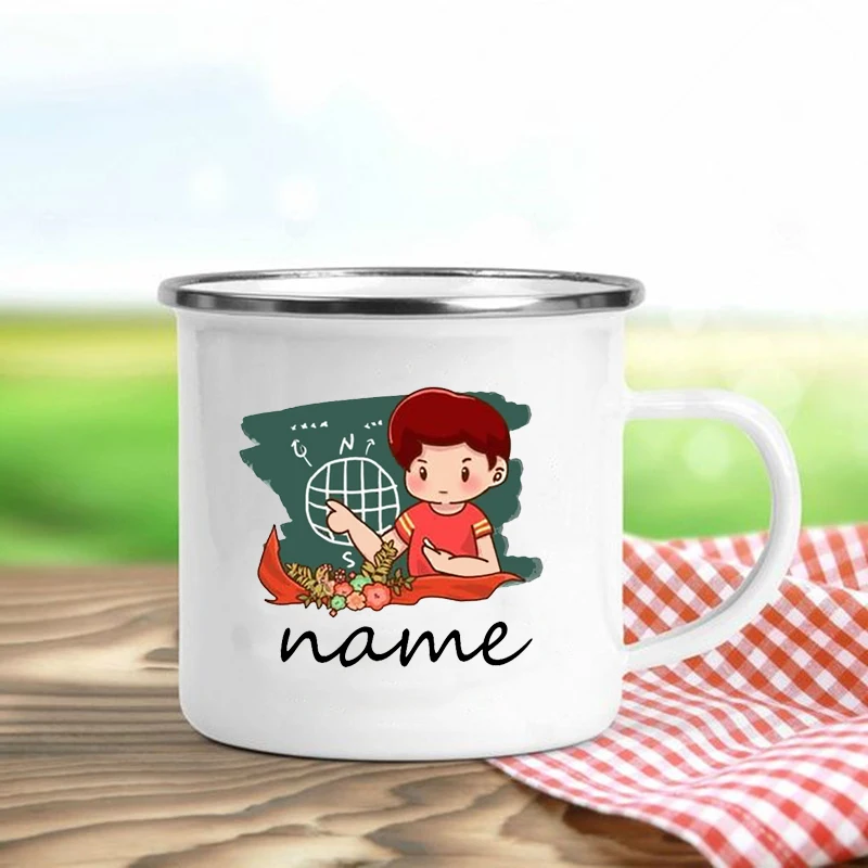 Персонализированная чашка для учеников с именем чашки покрытые эмалью кофейная